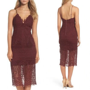 Bardot Versailles Lace Pencil Dress In Burgundy NWT Sz Small